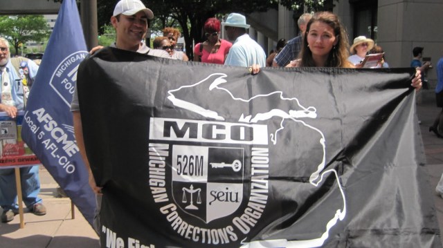 July 2011, Union members protest Michigan’s cuts to food services in prisons.